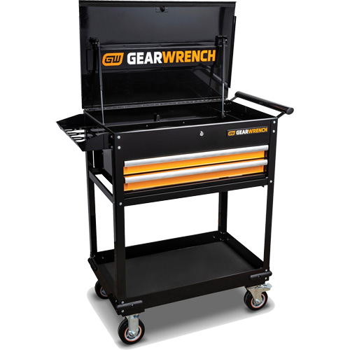 Utility Cart, 2 Drawers, 32-1/2" W x 42" H, Black/Orange Infinity Industrial Services Inc.