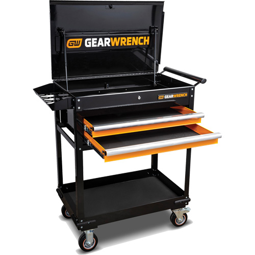 Utility Cart, 2 Drawers, 32-1/2" W x 42" H, Black/Orange Infinity Industrial Services Inc.