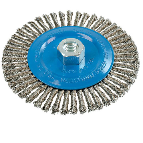 Knot-Twisted Stringer Bead Wire Wheel, 6" Dia., 0.02" Fill, 5/8"-11 Arbor, Aluminum/Stainless Steel Infinity Industrial Services Inc.