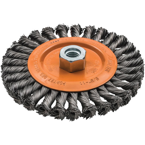 Wide Knotted Wire Wheel Brush, 5/8"-11 Arbor, Steel Infinity Industrial Services Inc.