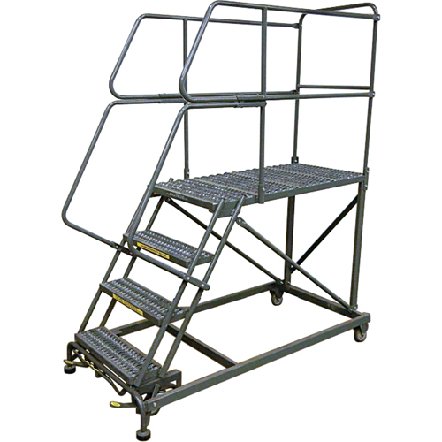 Mobile Work Platforms, Steel, 4 Steps, 40" H, 36" D, 24" Step, Serrated Infinity Industrial Services Inc.