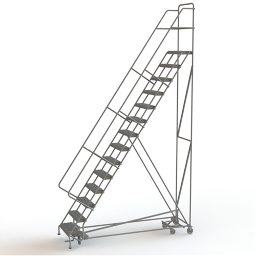 All Directional Rolling Ladder, 14 Steps, 24" Step Width, 140" Platform Height, Steel Infinity Industrial Services Inc.