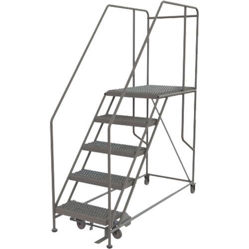 Mobile Work Platform, Steel, 5 Steps, 50" H, 35" D, 24" Step, Serrated Infinity Industrial Services Inc.