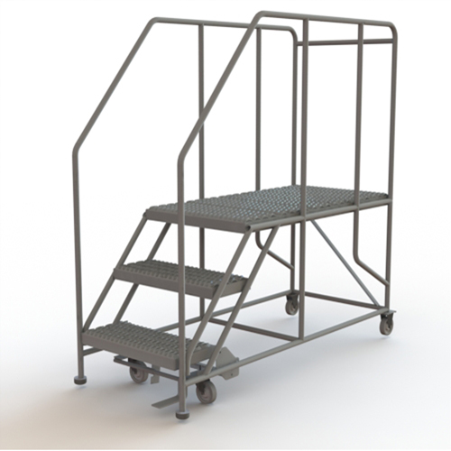 Mobile Work Platform, Steel, 3 Steps, 30" H, 47" D, 24" Step, Serrated Infinity Industrial Services Inc.