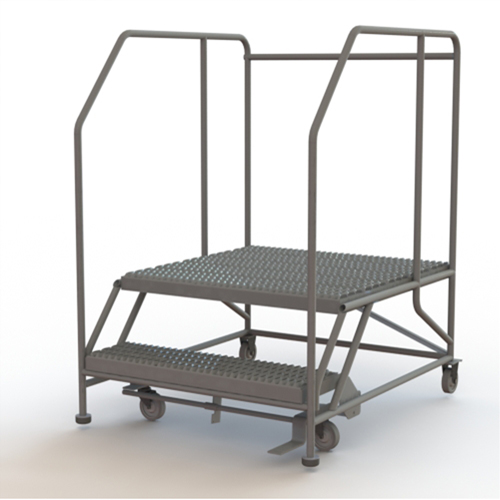 Mobile Work Platform, Steel, 2 Steps, 20" H, 36" D, 36" Step, Serrated Infinity Industrial Services Inc.