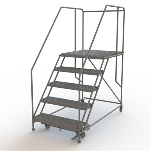 Mobile Work Platform, Steel, 5 Steps, 50" H, 36" D, 36" Step, Serrated Infinity Industrial Services Inc.