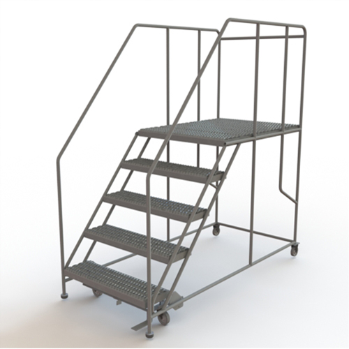 Mobile Work Platform, Steel, 5 Steps, 50" H, 48" D, 36" Step, Serrated Infinity Industrial Services Inc.