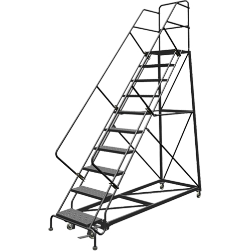 Safety Slope Rolling Ladder, 9 Steps, Perforated, 50° Incline, 90" High Infinity Industrial Services Inc.