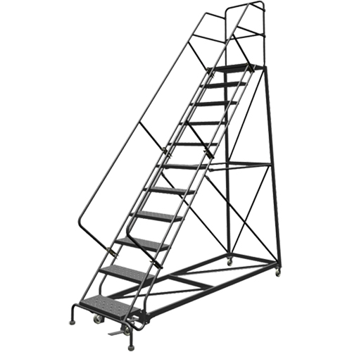 Safety Slope Rolling Ladder, 11 Steps, Perforated, 50° Incline, 110" High Infinity Industrial Services Inc.