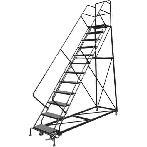 Safety Slope Rolling Ladder, 12 Steps, Perforated, 50° Incline, 120" High Infinity Industrial Services Inc.