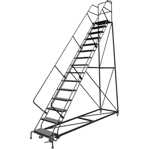 Safety Slope Rolling Ladder, 15 Steps, Perforated, 50° Incline, 150" High Infinity Industrial Services Inc.