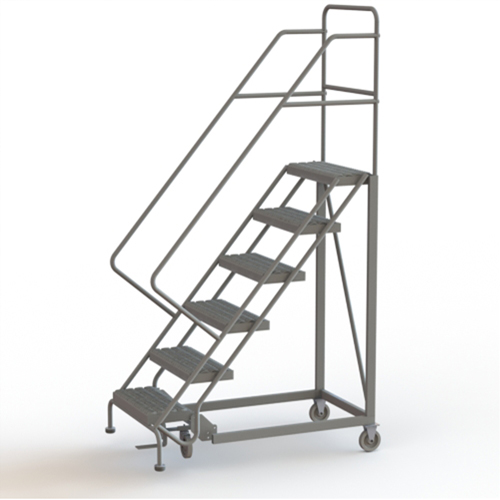 Safety Slope Rolling Ladder, 6 Steps, Serrated, 50° Incline, 60" High Infinity Industrial Services Inc.