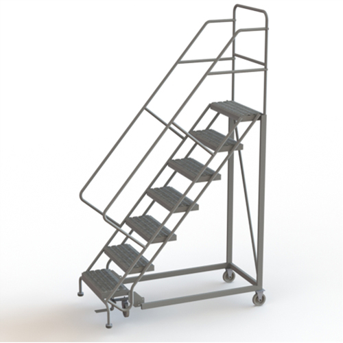 Safety Slope Rolling Ladder, 7 Steps, Serrated, 50° Incline, 70" High Infinity Industrial Services Inc.