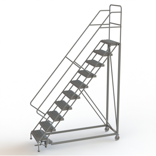Safety Slope Rolling Ladder, 10 Steps, Serrated, 50° Incline, 100" High Infinity Industrial Services Inc.