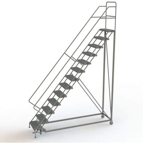 Safety Slope Rolling Ladder, 13 Steps, Serrated, 50° Incline, 130" High Infinity Industrial Services Inc.