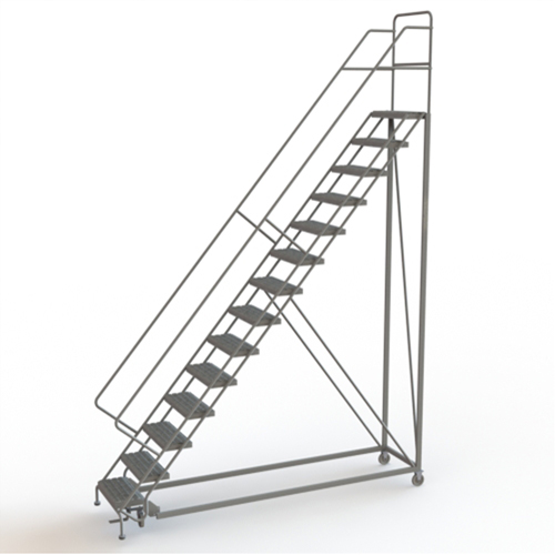 Safety Slope Rolling Ladder, 14 Steps, Serrated, 50° Incline, 140" High Infinity Industrial Services Inc.
