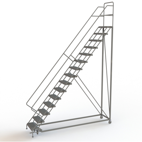 Safety Slope Rolling Ladder, 15 Steps, Serrated, 50° Incline, 150" High Infinity Industrial Services Inc.