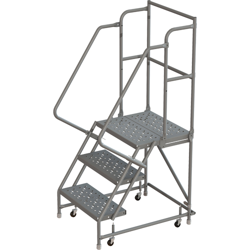 Escabeaux roulants &agrave; dessus profond, 3 marches, Largeur de la marche 16", Hauteur de la plateforme 30", Acier Infinity Industrial Services Inc.