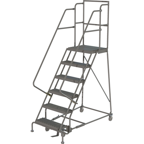 Deep Top Step Rolling Ladder, 6 Steps, 16" Step Width, 60" Platform Height, Steel Infinity Industrial Services Inc.