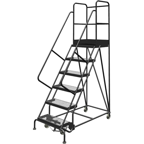 Deep Top Step Rolling Ladder, 6 Steps, 24" Step Width, 60" Platform Height, Steel Infinity Industrial Services Inc.