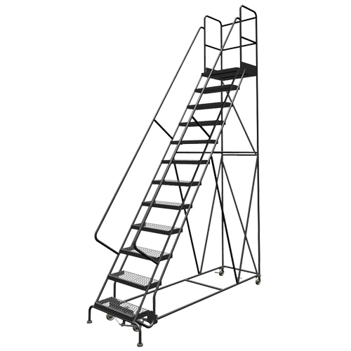 Deep Top Step Rolling Ladder, 11 Steps, 24" Step Width, 110" Platform Height, Steel Infinity Industrial Services Inc.