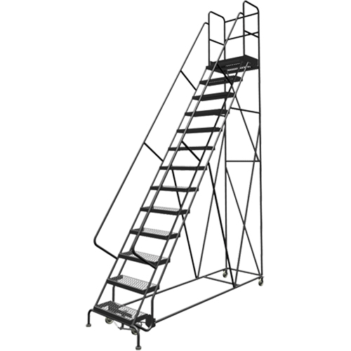 Deep Top Step Rolling Ladder, 13 Steps, 24" Step Width, 130" Platform Height, Steel Infinity Industrial Services Inc.