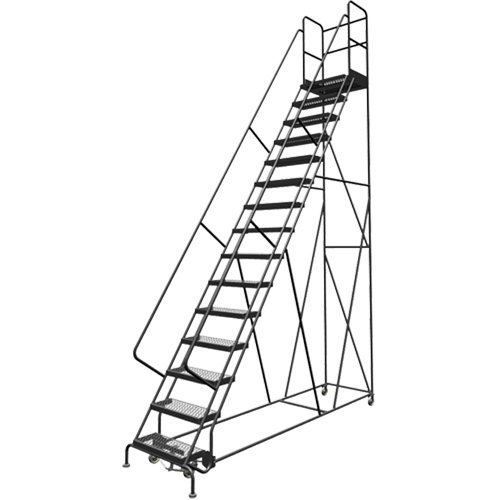 Deep Top Step Rolling Ladder, 15 Steps, 24" Step Width, 150" Platform Height, Steel Infinity Industrial Services Inc.