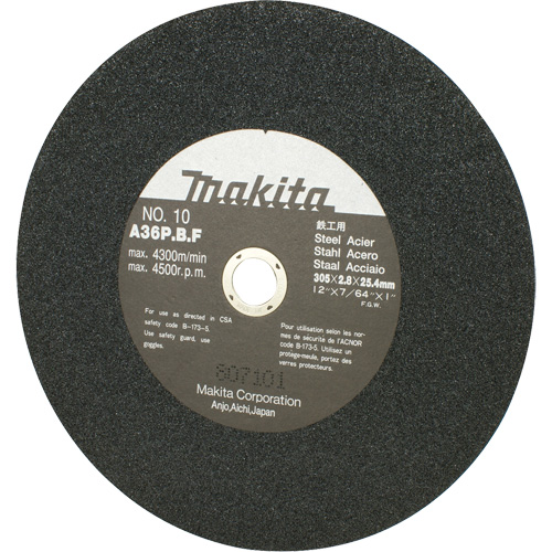 Meule abrasive pour scies &agrave; tronçonner et meuleuses dangle, 12" x 7/64", Arbre de 1", 4500 Tr/min Infinity Industrial Services Inc.