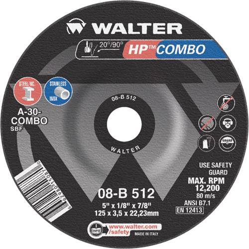 Meule combin&eacute;e HP Combo &agrave; moyeu d&eacute;port&eacute;, 5" x 1/8", Arbre de 7/8", Type 27 Infinity Industrial Services Inc.