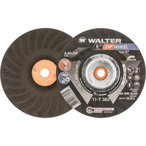 Meules &agrave; tronçonner renforc&eacute;es Zipcut vissables pour scies circulaires, 6" x 7/8", Arbre de 5/8"-11, Type 27, Oxyde d'aluminium, 10 200 Tr/min Infinity Industrial Services Inc.