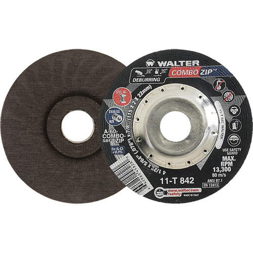 Meules &agrave; tronçonner renforc&eacute;es pour meuleuse &agrave; angle droit - Combo Zip, 4-1/2" x 5/64", Arbre de 7/8", Type 27 Infinity Industrial Services Inc.