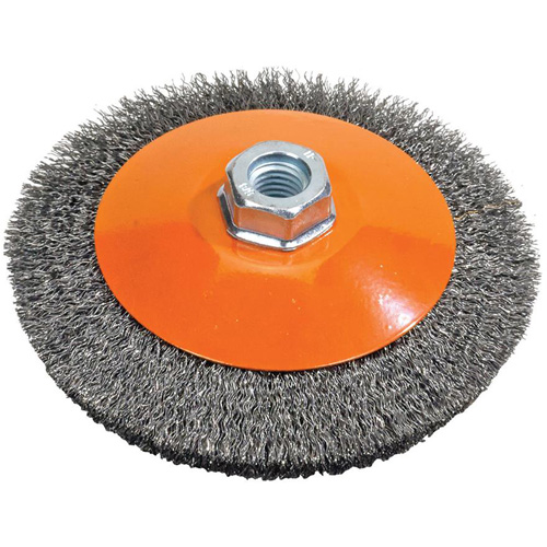 Meule soucoupe &agrave; fils cr&ecirc;p&eacute;s, 6" dia., Fils 0,012", Arbre 5/8"-11 Infinity Industrial Services Inc.