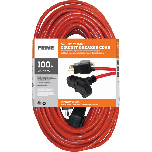 Cordon rallonge en vinyle, Ext&eacute;rieur, SJTW, AWG 14/3, 13 A, 3 prise(s), 100' Infinity Industrial Services Inc.
