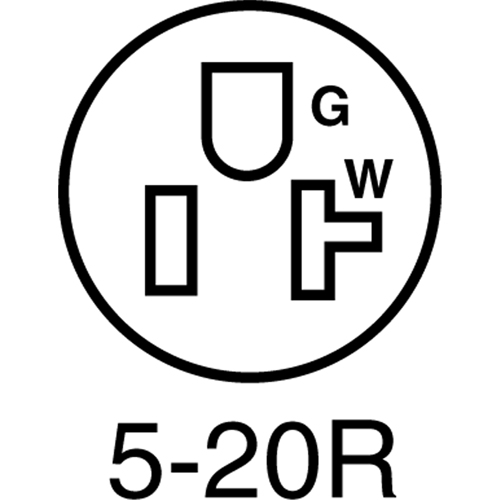 2-Pole 3-Wire Grounding Straight Blade Connector, 5-20P, Nylon Infinity Industrial Services Inc.