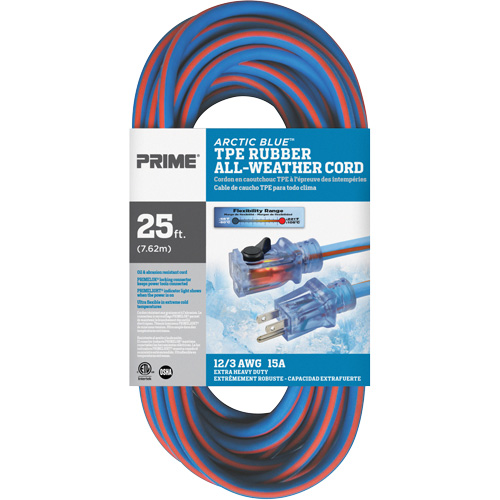 Arctic Blue TPE-Rubber Locking Extension Cord, All-Weather, SJEOW, 12/3 AWG, 15 A, 25' Infinity Industrial Services Inc.