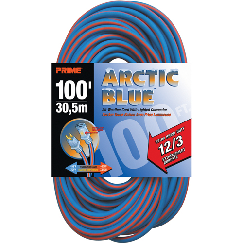 Arctic Blue TPE-Rubber Locking Extension Cord, All-Weather, SJEOW, 12/3 AWG, 15 A, 100' Infinity Industrial Services Inc.