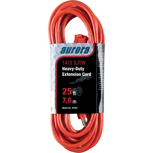 Vinyl Extension Cord, Outdoor, SJTW, 14/3 AWG, 15 A, 25' Infinity Industrial Services Inc.