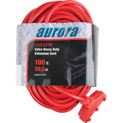 Vinyl Extension Cord, Outdoor, SJTW, 12/3 AWG, 15 A, 3 Outlet(s), 100' Infinity Industrial Services Inc.