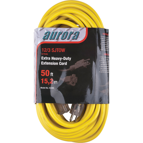 Vinyl Extension Cord with Light Indicator, Outdoor, SJTOW, 12/3 AWG, 15 A, 50' Infinity Industrial Services Inc.