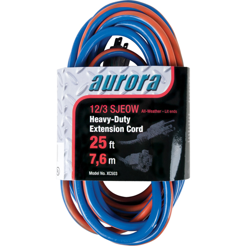 TPE-Rubber Extension Cord With Light Indicator, All-Weather, SJEOW, 12/3 AWG, 15 A, 25' Infinity Industrial Services Inc.