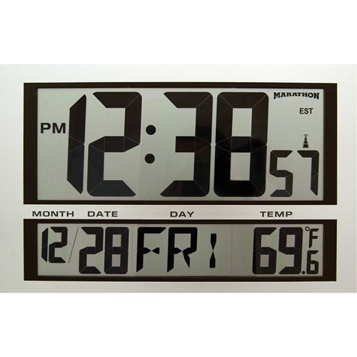 Jumbo Clock, Digital, Battery Operated, 16.5" W x 1.7" D x 11" H, Silver Infinity Industrial Services Inc.