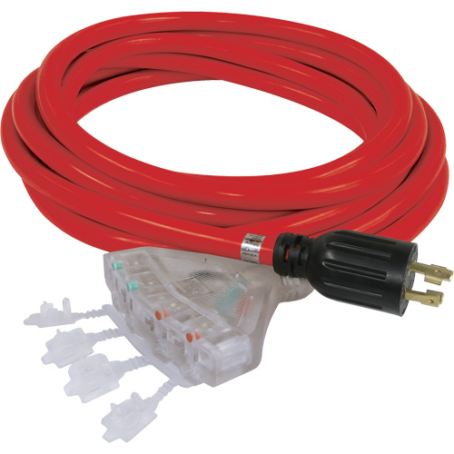 Rallonge pour g&eacute;n&eacute;ratrice &agrave; quatre prises, STW, AWG 10, 20 A, 4 prise(s), 25' Infinity Industrial Services Inc.