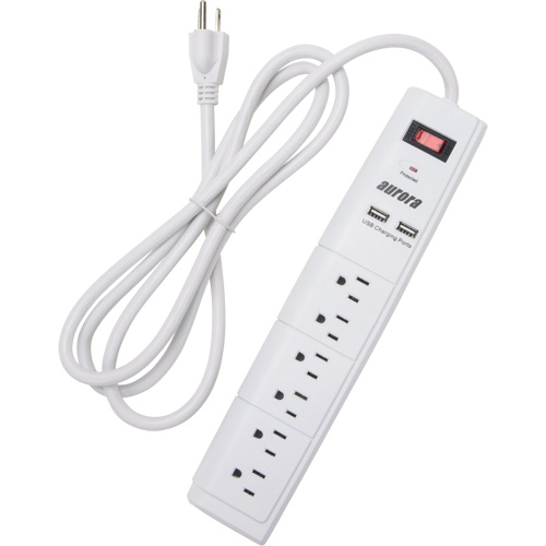 USB Charging Surge Protector, 6 Outlets, 1200 J, 1875 W, 6' Cord Infinity Industrial Services Inc.