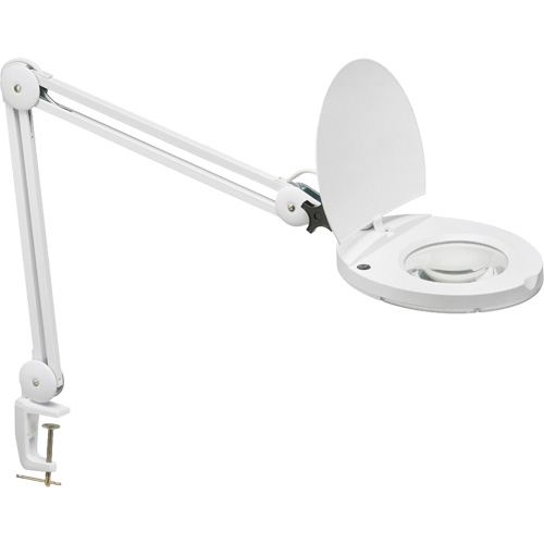 Lampe loupe DEL avec support en A, Dioptrie 3, Ampoule DEL, Bras de 47", Pinces serre-joints, Blanc Infinity Industrial Services Inc.