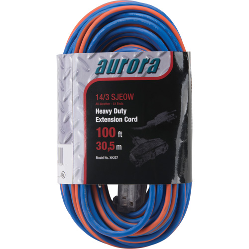 TPE-Rubber Extension Cord with Light Indicator, All-Weather, SJEOW, 14/3 AWG, 13 A, 3 Outlet(s), 100' Infinity Industrial Services Inc.