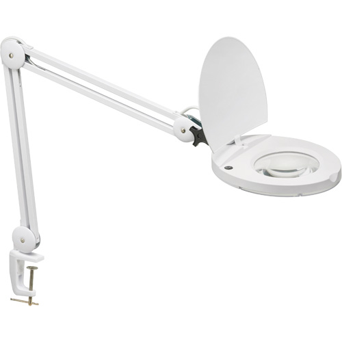Lampe loupe ajustable, Dioptrie 5, Ampoule DEL, Bras de 47", Pinces serre-joints, Blanc Infinity Industrial Services Inc.
