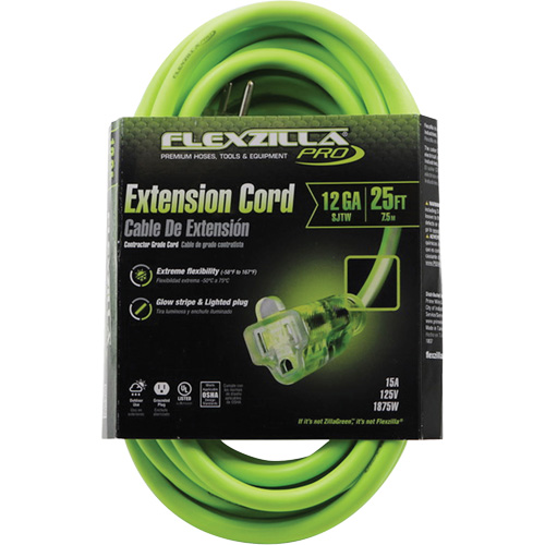 Flexzilla&reg; Pro Industrial Extension Cord, All-Weather, SJTW, 12/3 AWG, 15 A, 25' Infinity Industrial Services Inc.