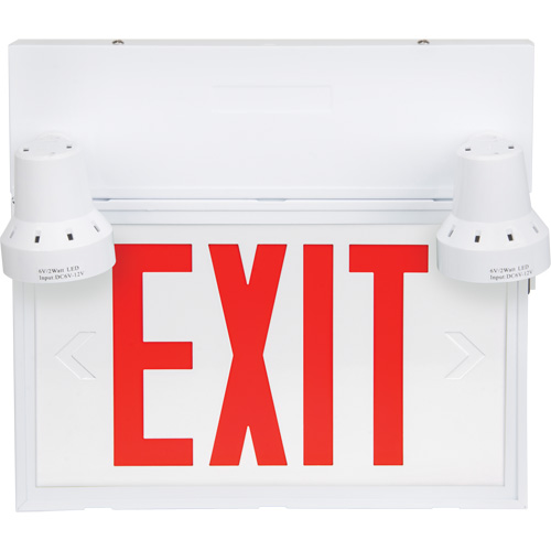 Exit Sign with Security Lights, LED, Battery Operated/Hardwired, 12-1/10" L x 11" W, English Infinity Industrial Services Inc.