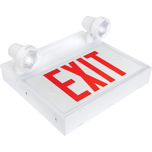 Exit Sign with Security Lights, LED, Battery Operated/Hardwired, 12-1/10" L x 11" W, English Infinity Industrial Services Inc.