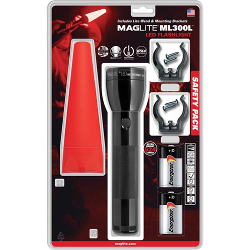 Safety Flashlight Pack, LED, 487 Lumens, D Batteries Infinity Industrial Services Inc.